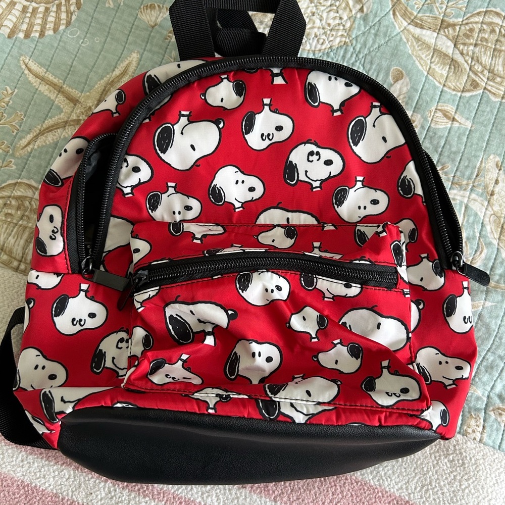 Peanuts Red Backpack with Snoopy Print